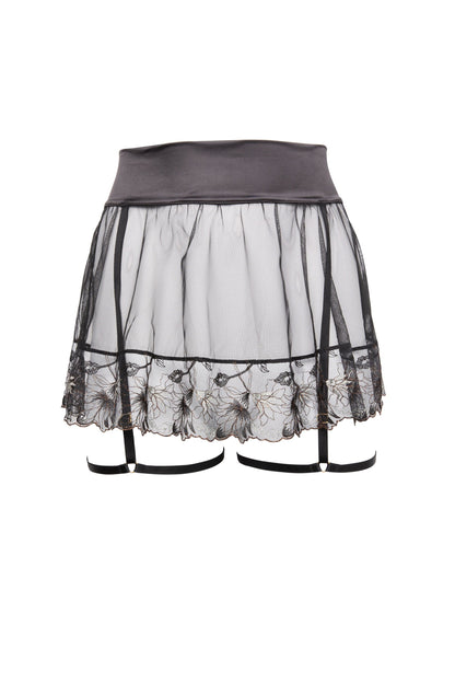 Aria Lace Skirt Suspender Belt In Black - Wolf & Whistle